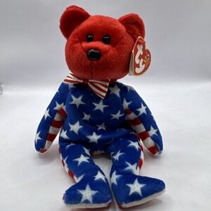 Ty Beanie Baby 2001 - Liberty the Bear (Red Head Version) - Rare, Retired, Error